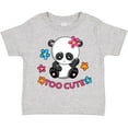 thumbnail image 3 of Inktastic Too Cute Baby Panda with Flowers Girls Toddler T-Shirt, 3 of 5