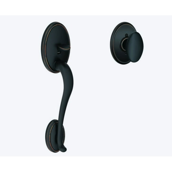 Schlage Wakefield Lower Half Handleset and Siena Knob with Wakefield Trim in Aged Bronze