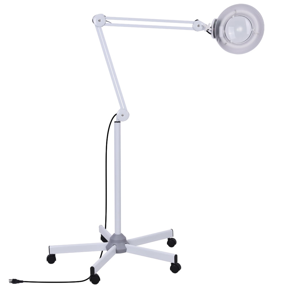 HERCHR Magnifying Lamp, 5X LED Glass Adjustable Rolling Floor Stand