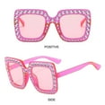 thumbnail image 3 of Crystal Oversized Sunglasses for Women Rhinestone Square Diamond Sun Glasses Retro Big Frame Sparkling Glasses C9, 3 of 6