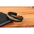 thumbnail image 3 of Men's Leather Bracelet Simple And Versatile Punk Bracelet For Men Gold 19cm, 3 of 3