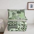 thumbnail image 5 of Homewish Boho Patchwork Grid Queen Comforter Set,Vintage Floral Comforter Sets Queen,Green,Light Gray Reversible,3-Piece,1 Comforter and 2 Pillowcases, 5 of 7