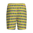 thumbnail image 2 of Haiem Mardi Gras Purple Yellow Plaid Men's Pajama Short with Soft Woven Cotton Elastic Waistband Sleep Short-XX-Large, 2 of 9