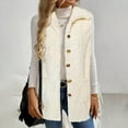 thumbnail image 6 of Button Down Fleece Vest Womens Soft Sherpa Long Jacket Coat Sleeveless Casual Collared Fuzzy Vests White, M, 6 of 7