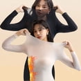 thumbnail image 2 of Conjunto de 2 piezas de ropa interior térmica sin costuras para mujer, camiseta de manga larga, calzoncillos largos, muy elásticos, conjunto térmico cálido para otoño e invierno, 2 of 5