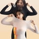 thumbnail image 2 of Conjunto de 2 piezas de ropa interior térmica sin costuras para mujer, camiseta de manga larga, calzoncillos largos, muy elásticos, conjunto térmico cálido para otoño e invierno, 2 of 5