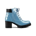 thumbnail image 3 of Unique Bargains Women's Rounded Toe Side Zip Combat Block Heel Ankle Boots, 3 of 7