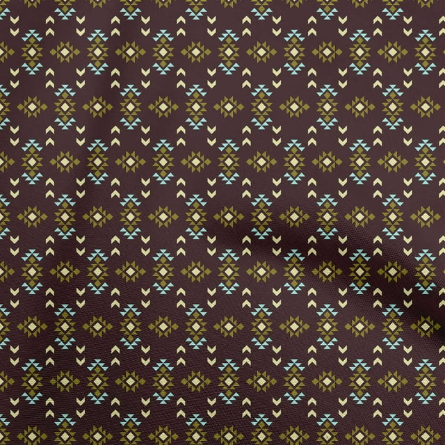 oneOone Cotton Poplin Chocolate Brown Fabric Geometric Craft Projects Decor Fabric Printed By The Yard 56 Inch Wide