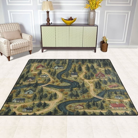 Forest Village 63''x48'' Plush Memory Foam Bath Mat, Soft, Absorbent, Non Slip, Durable