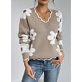 thumbnail image 5 of Pink Queen 2026 Women's OversizedSweaters V Neck Fuzzy Loose Long Sleeve Pullover Jumper Tops S-XL, 5 of 9