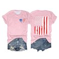 thumbnail image 2 of Hauts pour Femmes Jour de l'Indépendance Drapeau Col Rond Imprimé Lettre Manches Courtes T-Shirts pour Femmes Rose S, 2 of 4