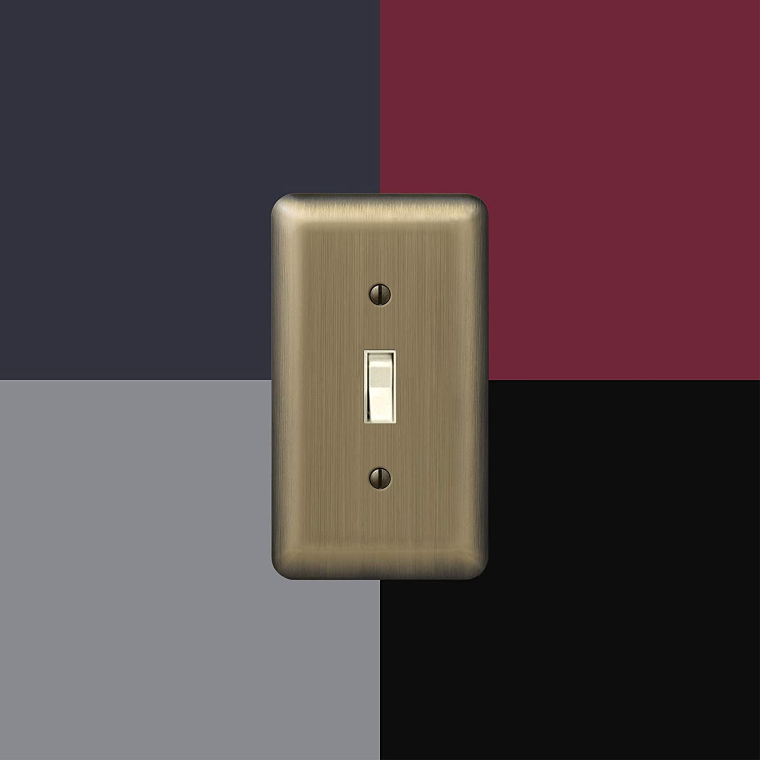 Amerelle 154TTD Moderne Wallplate 2 Toggle / 1 Duplex Steel Brushed Brass 1-Pack
