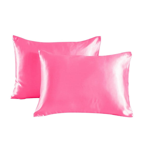 AUQ 2 Pcs Silk Pillow Cases,20"×40" Skin-Friendly Satin Pillowcase,Breathable and Reduces Frizz Blissy Silk Pillow Cases,Pink