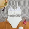 thumbnail image 7 of Girls Bikini Swimsuit 2 Piece Two Piece Swimsuits Sleeveless Solid Color Tankini Top Bottom Outfit Swimwear 12-13 Years, 7 of 7