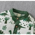thumbnail image 2 of Styles I Love Toddler Little Boys Green Dinosaurs Printed Henley Shirt and Shorts 2pcs Short Sleeve Outfit Summer Casual Clothes (6-12 Months), 2 of 8