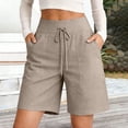 thumbnail image 6 of Only Moment Womens Casual Shorts Bamboo Nodes Cotton Casual Elastic High Waisted Wide Leg Cute Dressy Beach Shorts 2026 Vacation Beach Clothes Womens Swim Shorts Beige,XL, 6 of 6
