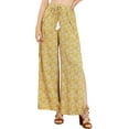 thumbnail image 5 of INSPIRE CHIC Women's Boho Tassel Drawstring High Split Paisley Wide Leg Pants XL Yellow, 5 of 6