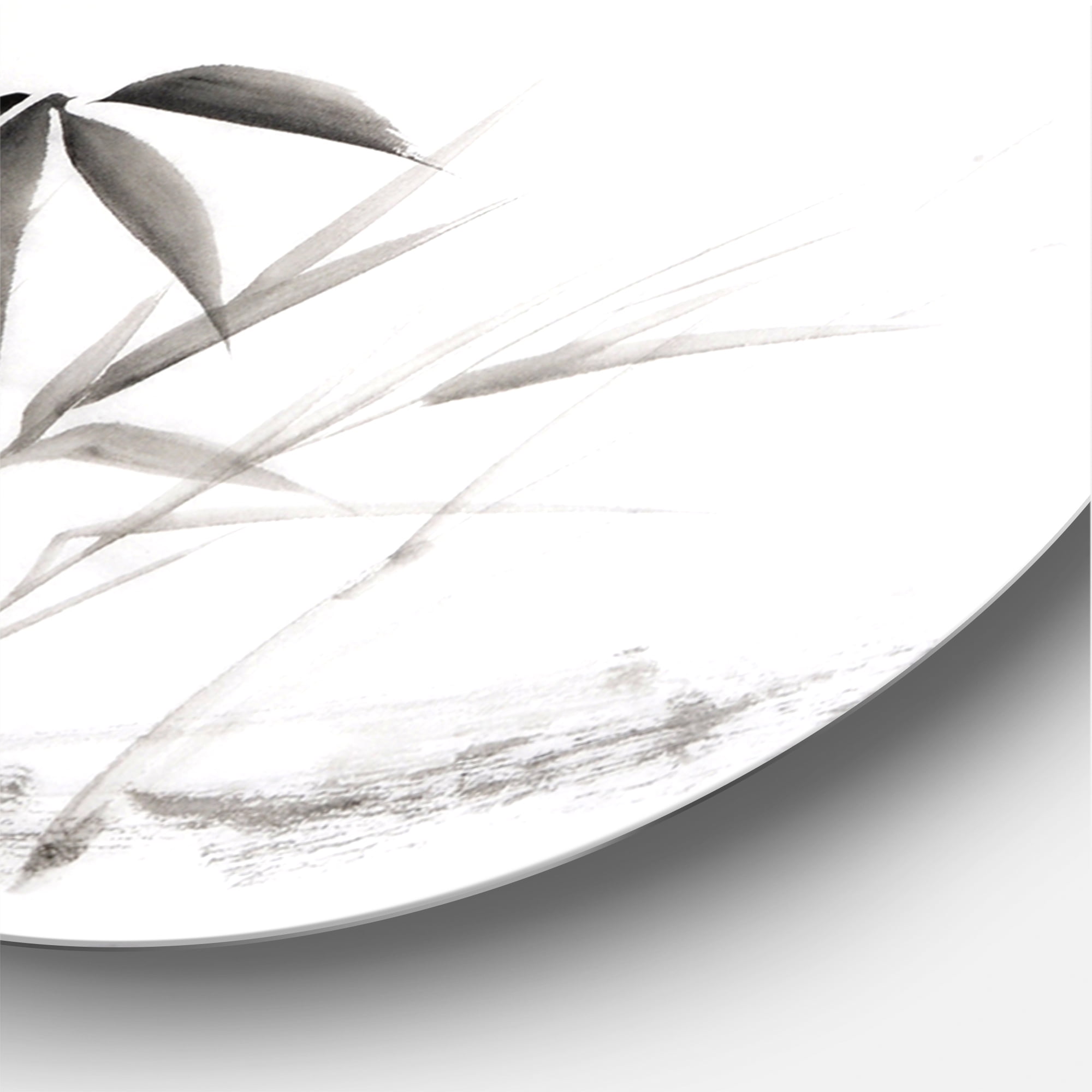 Designart 'Vintage Black and White Bamboo II' Traditional Circle Metal Wall Art 36x36 - Disc of 36