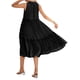 thumbnail image 5 of Lucakuins Mujer Verano A-line Midi Vestido Casual Color sólido Con cuello en V Volantes Sin mangas Suelto Vestido de playa de vacaciones Lucakuins  moda, 5 of 9
