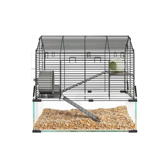 ChaoLink Hamster Cage 3-Tier Gerbil Cages With Running Wheel Water Bottle Food Bowl Ramps Portable Hamster House With Deep Glass Bottom For Syr Ian Dwarf Hamster Gerbils 7inch For Large