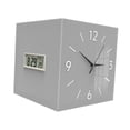 thumbnail image 2 of Reloj de pared de esquina con termómetro, reloj decorativo cuadrado con mes, fecha y Gris, 2 of 9