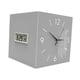 thumbnail image 2 of Reloj de pared de doble cara con pantalla digital (fecha, día de la semana, temperatura). Fabricado en metal resistente. Gris, 2 of 9