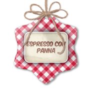 Christmas Ornament Espresso Con Panna Coffee, Vintage style Red plaid Neonblond