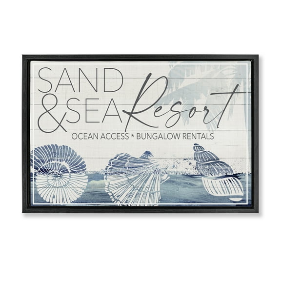 Stupell Industries Sand & Sea Resort Nautical & Beach Painting Black Floater Framed Canvas Art Print Wall Art, 25 x 17