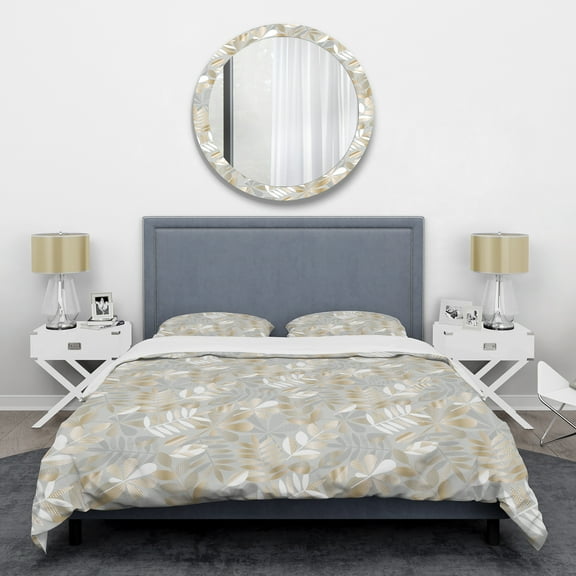 Designart 'Golden Tropical Pattern VIII' Mid-Century Modern Duvet Cover Set