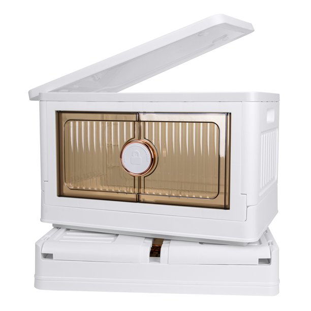 MATEPROX Plastic Folding Storage Box with Lids, 43L Collapsible Storage Bins for Closet