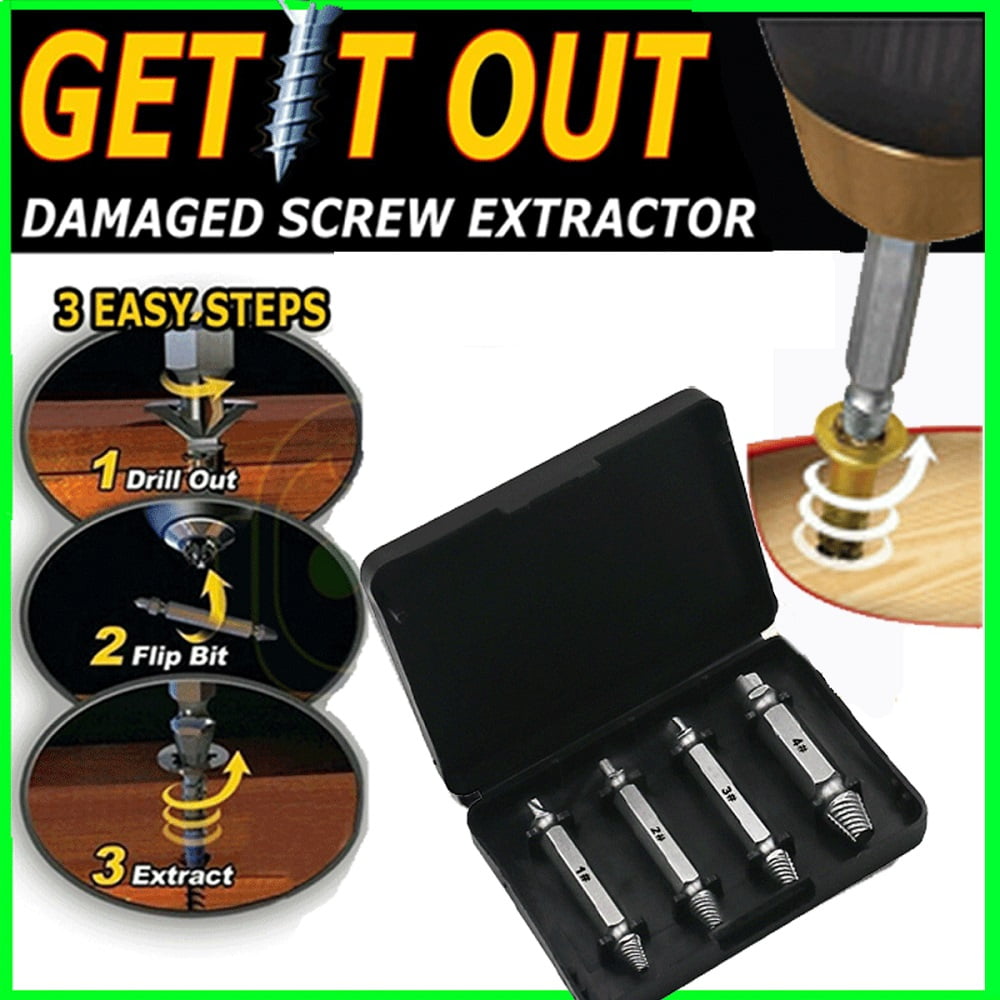 12x Broken Screw Extractor Set Stud Puller Remover Easy Outs with HSS Drill Bits 