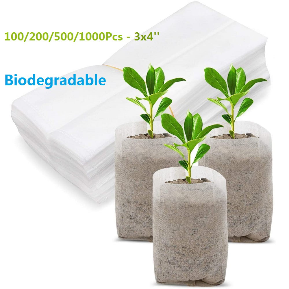 100PCS Seedling Plants Nursery Bags Organic Grow Bags Fabric Planting Ba Eh 