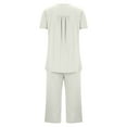 thumbnail image 5 of fatyb Pj Sleepwear for Women Short Sleeve Button down Pajama Tops and Capri Pants Summer Loungewear, 5 of 5