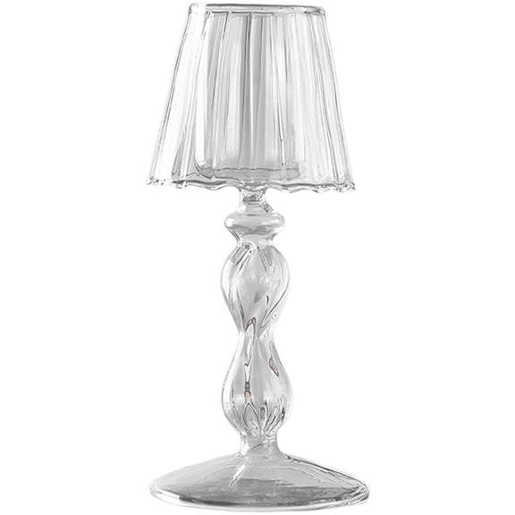 Transparent Desk Lamp-Shaped High Borosilicate Glass Candle Holder, 7.3 x 3.1 in Twisted Stripe Design, Elegant Decorative Candle Holder for Wedding, Home Decor, Table Centerpiece