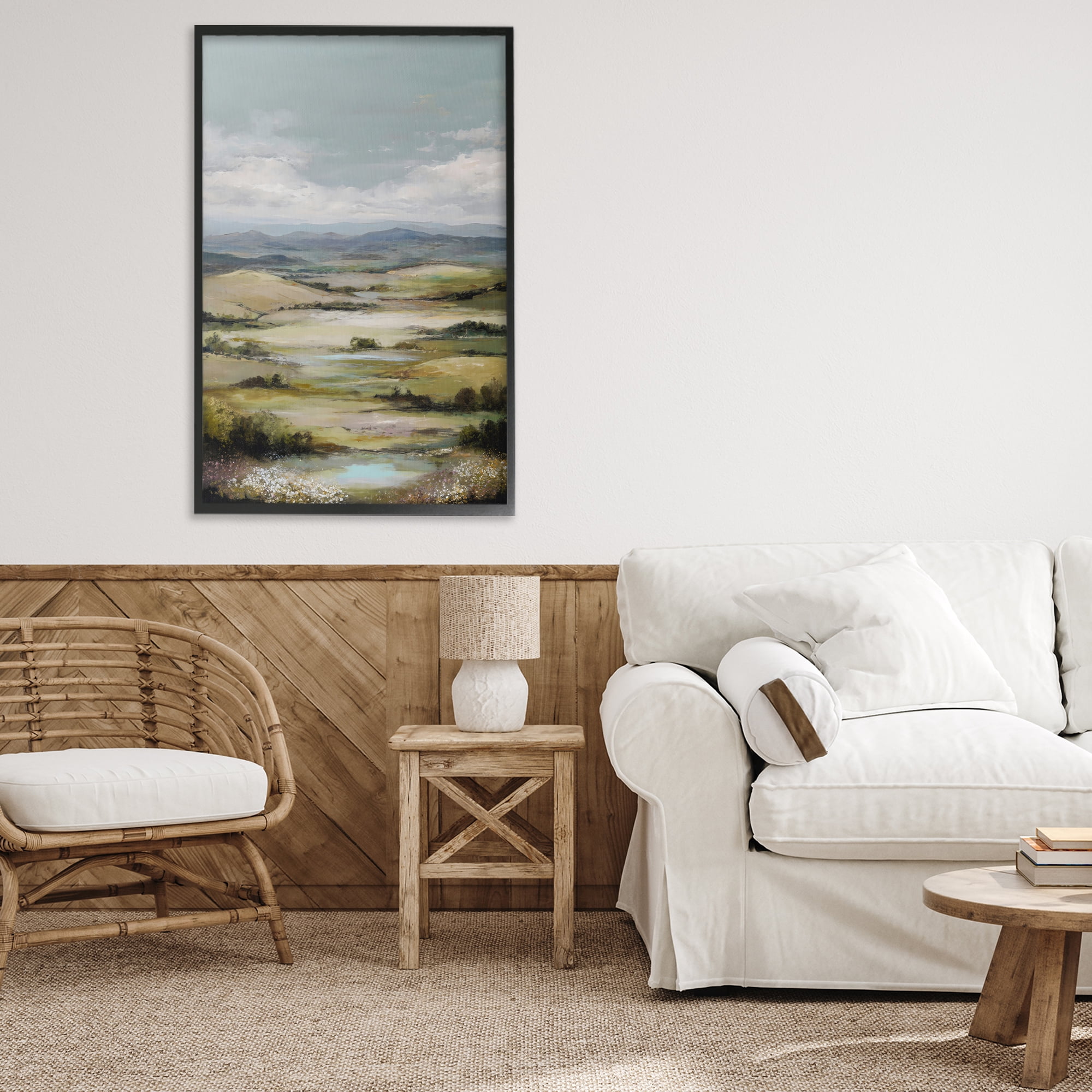 Stupell Industries Rolling Mountain Meadows Black Framed Giclee Art, design by Petal Prints Design