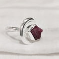 thumbnail image 2 of Natural Ruby Ring, Rough Ruby Ring, July Birthstone, Crescent Moon Adjustable Ring, 925 Sterling Silver, Womens Ring, Christmas, Thanksgiving, Handmade, Statement Jewelry, Raw Gemstone Jewelry, 2 of 5