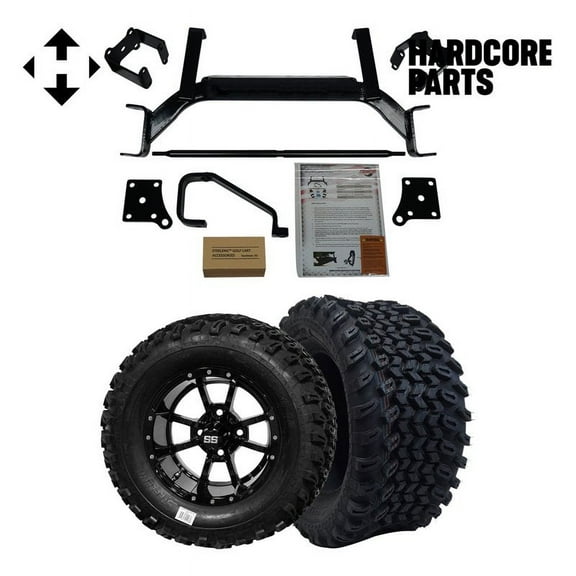 Hardcore Parts 6" Drop Axle Lift Kit for EZGO TXT/PDS (2001.5-2013) Electric Golf Cart with 12" Black 'Storm Trooper' Wheels and 23"x10.5"-12" All-Terrain tires