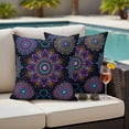 thumbnail image 4 of Boho Floral Outdoor Waterproof Pillow Covers, Abstract Bohemia Flower Plant Black Decorative Square Throw Pillowcase Sofa Cushion Sham for Patio/Couch/Chair, 24"x24" 2 Pack, 4 of 8