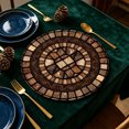 thumbnail image 5 of Boho Mandala Printed Linen Round Placemat,Heat Resistant Table Mat,Vintage Rustic Drink Coaster for Mug,Cup,Kitchen,Dining Table,Home Decor, 5 of 5