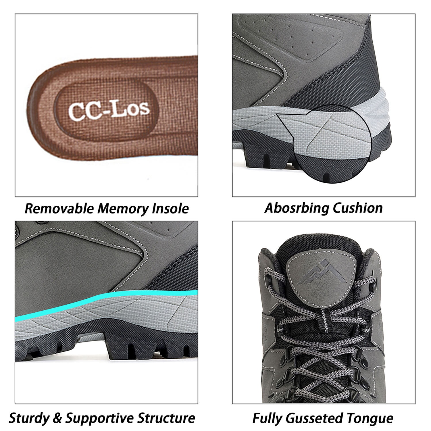 CC-Los Women Ankle High Waterproof Hiking Boots Work Boot Outdoor Trekking Camping Trail Size 5.5-10.5