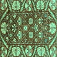 thumbnail image 1 of Ahgly Company Machine Washable Indoor Square Abstract Turquoise Blue Modern Area Rugs, 4' Square, 1 of 4