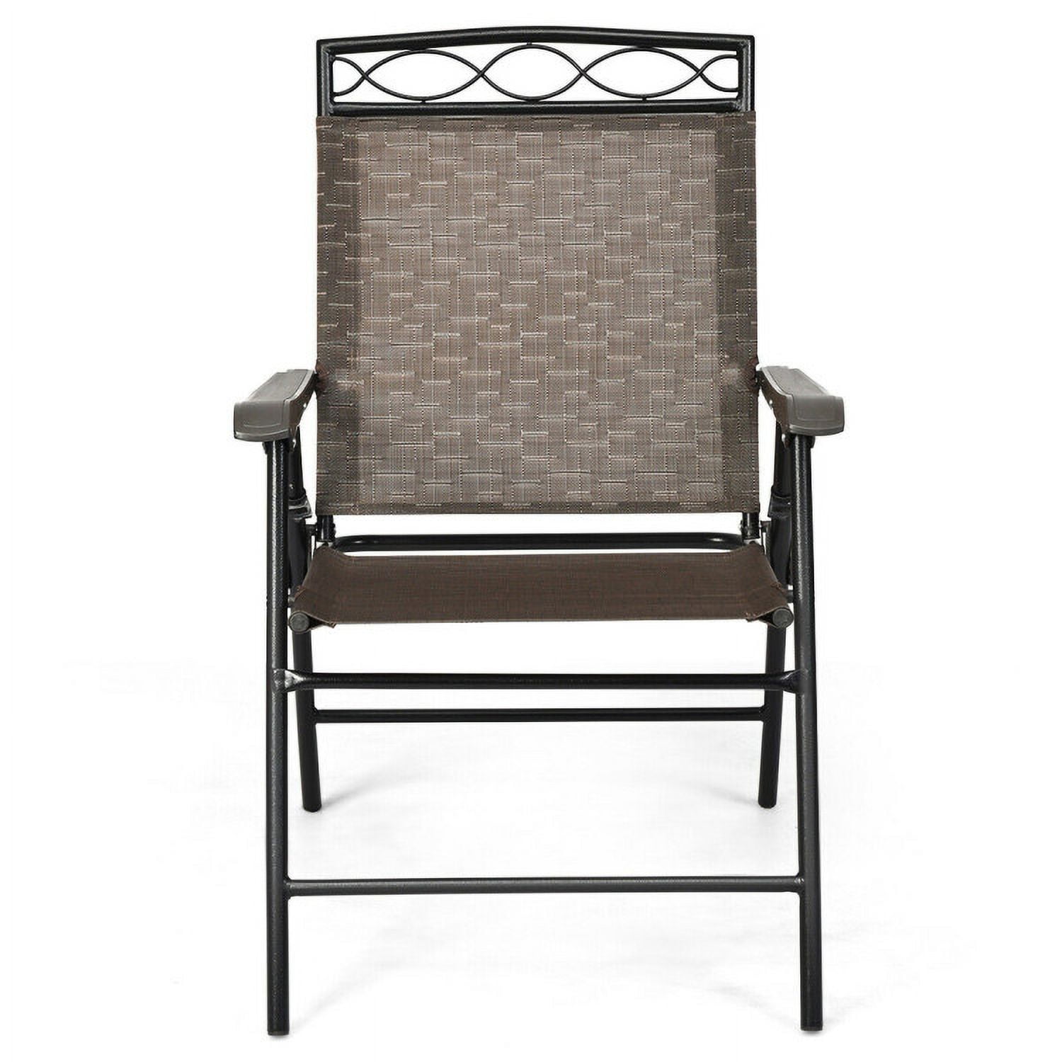 Aimee Lii Set of 2 Patio Folding Chairs Sling Portable Dining Chair Set with Armrest, Outdoor Patio Set