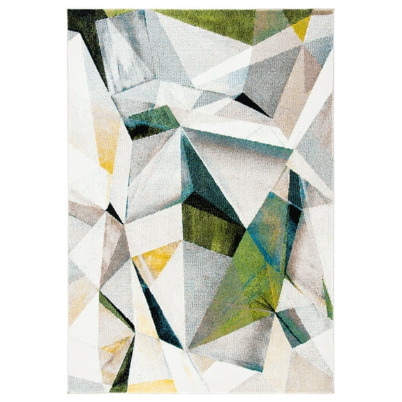 SAFAVIEH Porcello Karenza Geometric Area Rug, Ivory/Green, 9' x 12'