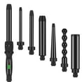 thumbnail image 5 of CNV 7 in 1 Curling Iron Wand Set,Dual Voltage Curling Wand with 7 Interchangeable Diamond Ceramic Hair Curler Wands with LCD Temperature Control Auto Shut Off Black, 5 of 6
