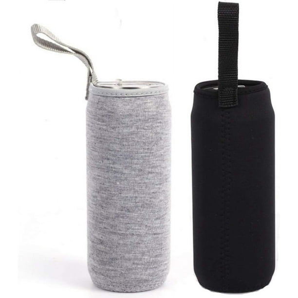 (1 pieza negro + 1 pieza gris) Funda de neopreno con aislamiento para botella, funda de neopreno para botella, funda de neopreno portátil diseñada para la mayoría de las botellas de agua de 550 ml