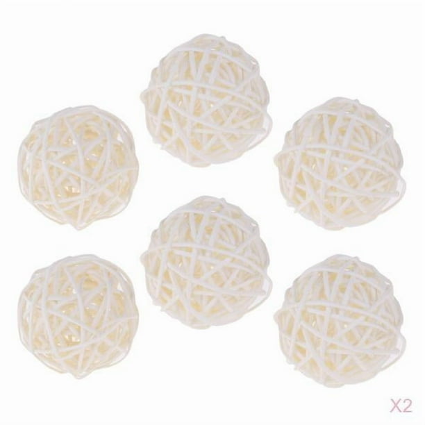 12 Piezas de Mimbre Decorativo de Ratán 7 Cm Florero Relleno Ornamento DIY , , 7cm blanco
