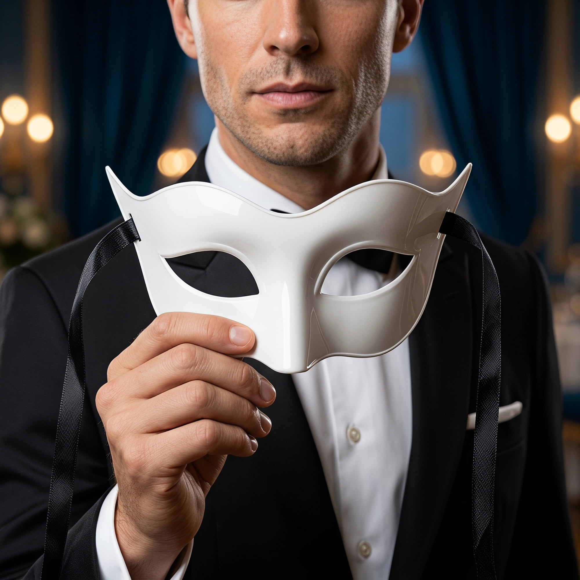 Unique Bargains 6-Pack Venetian Half Face Masks Set for Halloween Party White 7.1" x 3.1"