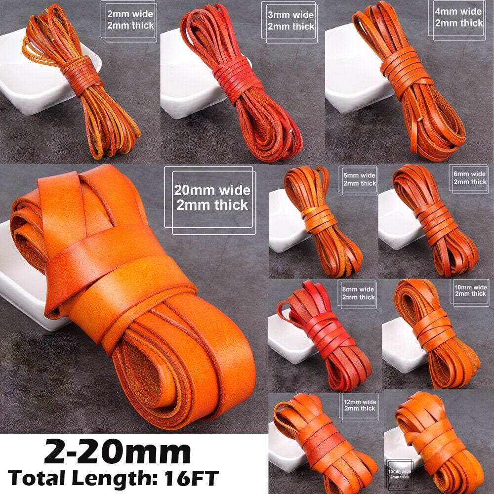 16FT Flat Cow Leather Cord Lace Rope Weave String For Necklace Bracelet Bag 1 Roll