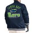 thumbnail image 2 of Men's G-III Sports by Carl Banks Navy Tampa Bay Rays Cooperstown Adaptive Satin Full-Snap Varsity Jacket, 2 of 4