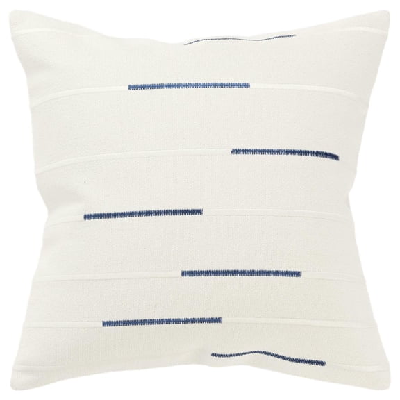 Rizzy Home Ivory/Deep Dark Blue 20"X20" Geometric Woven Poly Filled Throw Pillow